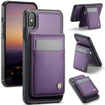 JEEHOOD J06 British Style RFID MagSafe Card Bag PU Phone Case, For iPhone X / XS, For iPhone XS Max, For iPhone 8 Plus / 7 Plus