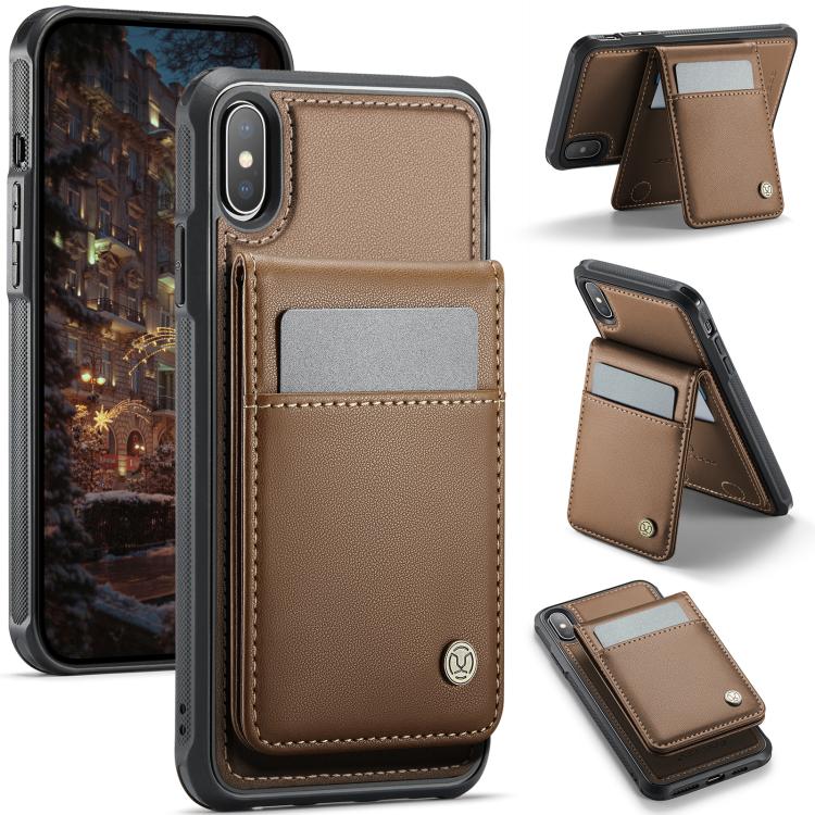 JEEHOOD J06 British Style RFID MagSafe Card Bag PU Phone Case, For iPhone X / XS, For iPhone XS Max, For iPhone 8 Plus / 7 Plus