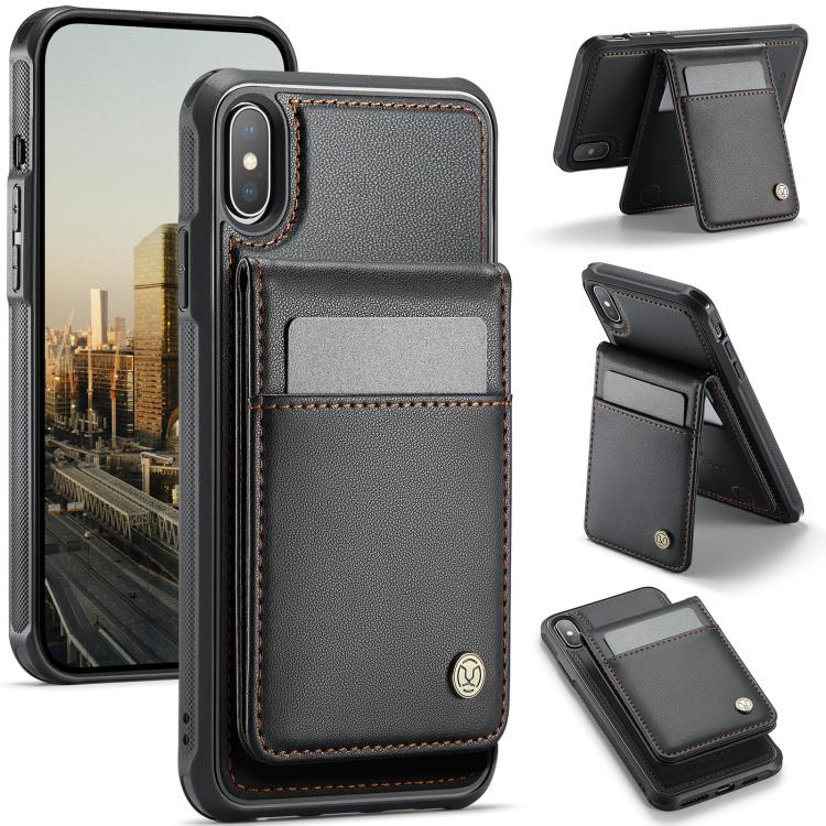 JEEHOOD J06 British Style RFID MagSafe Card Bag PU Phone Case, For iPhone X / XS, For iPhone XS Max, For iPhone 8 Plus / 7 Plus