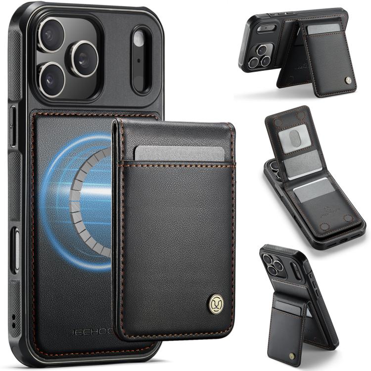 JEEHOOD J06 British Style RFID MagSafe Card Bag PU Phone Case, For iPhone 18 Pro, For iPhone 18 Pro Max, For iPhone 17e / 16e, For iPhone 17 Pro Max