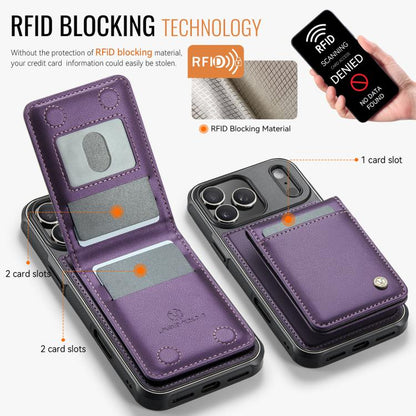 JEEHOOD J06 British Style RFID MagSafe Card Bag PU Phone Case, For iPhone 17 Pro, For iPhone 17, For iPhone Air, For iPhone 16 Pro Max