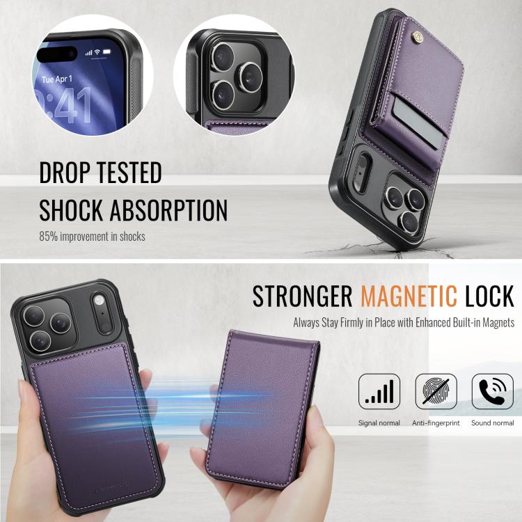 JEEHOOD J06 British Style RFID MagSafe Card Bag PU Phone Case, For iPhone 18 Pro, For iPhone 18 Pro Max, For iPhone 17e / 16e, For iPhone 17 Pro Max