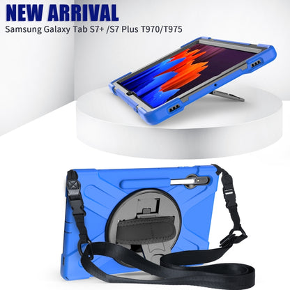 For Samsung Galaxy Tab S7 Plus Shockproof Colorful Silicone + PC Protective Case with Holder & Shoulder Strap & Hand Strap