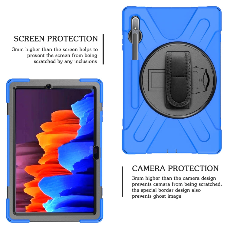 For Samsung Galaxy Tab S7 Plus Shockproof Colorful Silicone + PC Protective Case with Holder & Shoulder Strap & Hand Strap