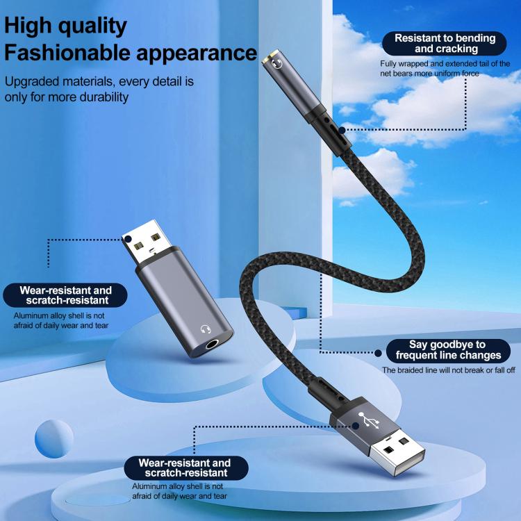 2pcs / Set USB Male to 3.5mm Female Audio Adapter & Cable, Adapter & Cable