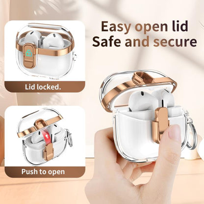 Electroplating Transparent Earphone Protective Case with Security Lock, For Samsung Galaxy Buds3 / 3 Pro