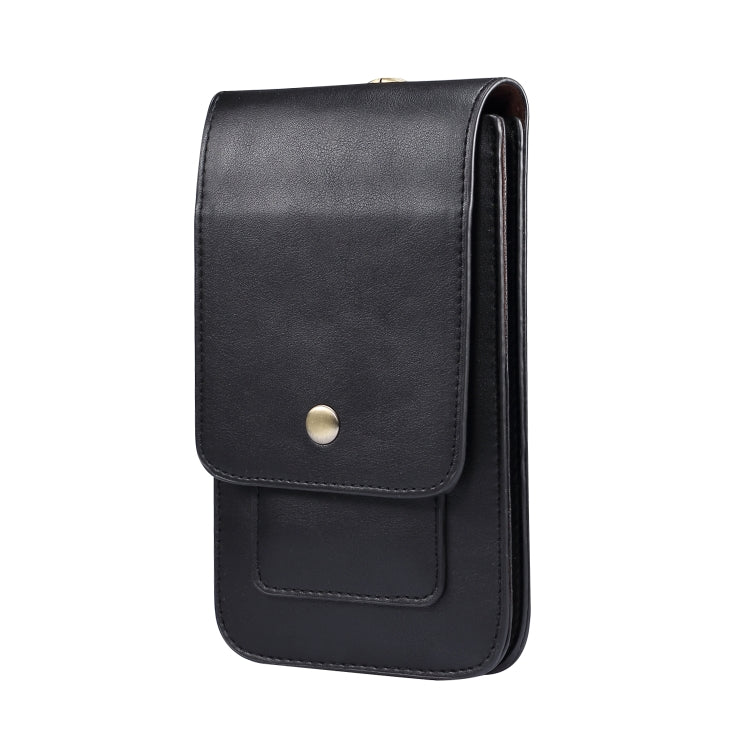 Lambskin Texture Men Phone Universal Double Lattice Waist Bag Leather Case, L