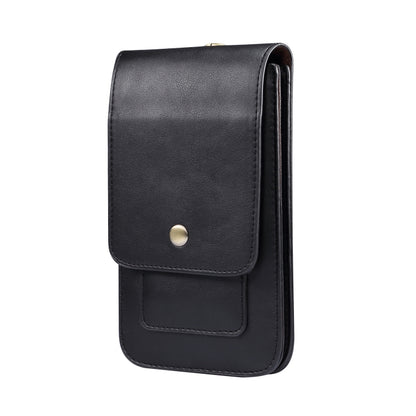 Lambskin Texture Men Phone Universal Double Lattice Waist Bag Leather Case, L