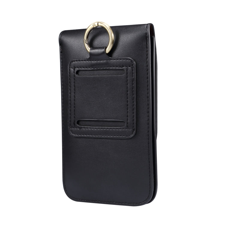 Lambskin Texture Men Phone Universal Double Lattice Waist Bag Leather Case, L