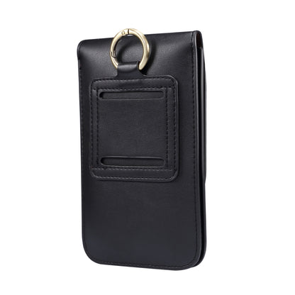 Lambskin Texture Men Phone Universal Double Lattice Waist Bag Leather Case, L