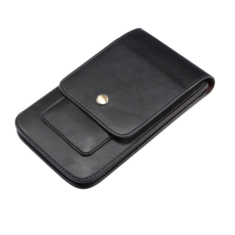 Lambskin Texture Men Phone Universal Double Lattice Waist Bag Leather Case, L
