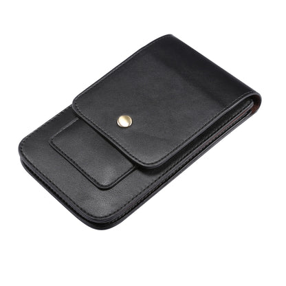 Lambskin Texture Men Phone Universal Double Lattice Waist Bag Leather Case, L