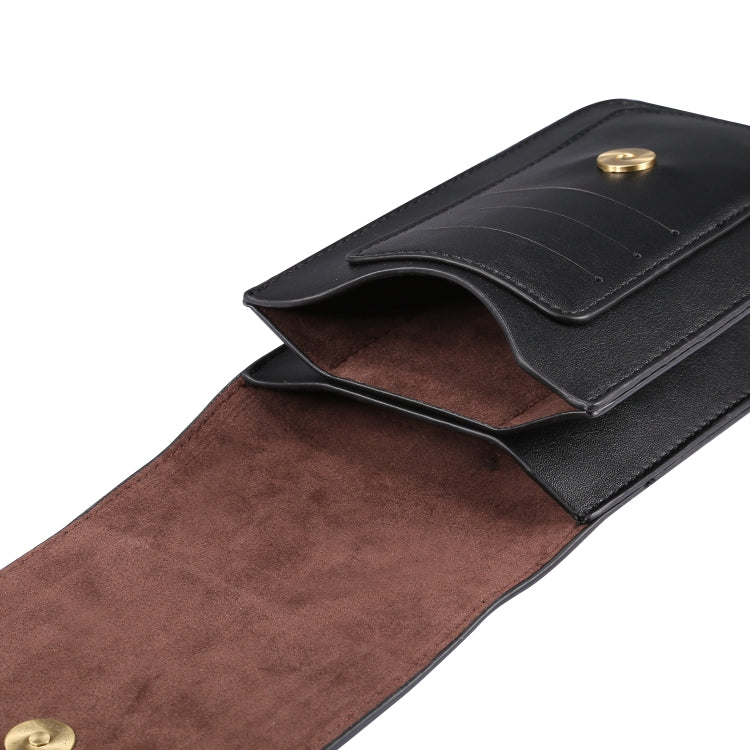 Lambskin Texture Men Phone Universal Double Lattice Waist Bag Leather Case, L