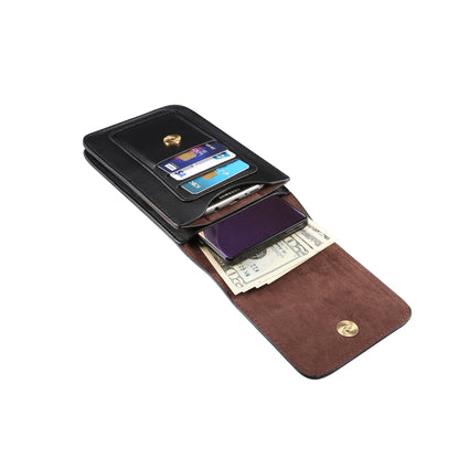 Lambskin Texture Men Phone Universal Double Lattice Waist Bag Leather Case, L