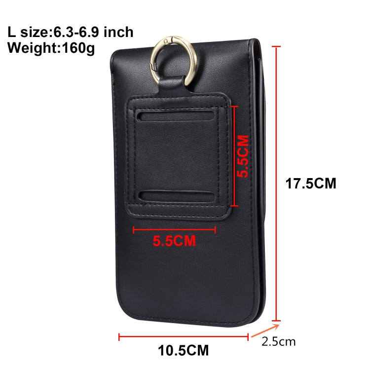 Lambskin Texture Men Phone Universal Double Lattice Waist Bag Leather Case, L