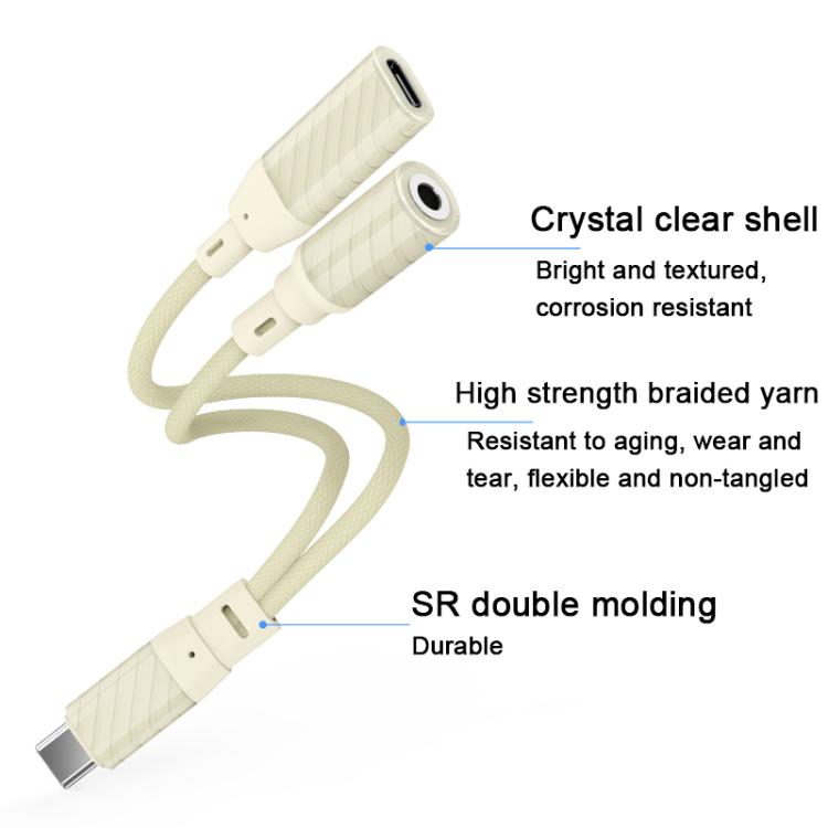 60W 2 in 1 Type-C to Type-C and 3.5mm Audio Adapter, Type-C to Type-C and 3.5mm