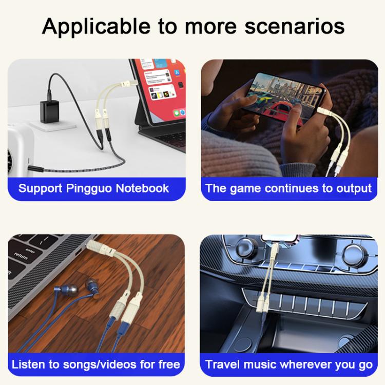 60W 2 in 1 Type-C to Type-C and 3.5mm Audio Adapter, Type-C to Type-C and 3.5mm