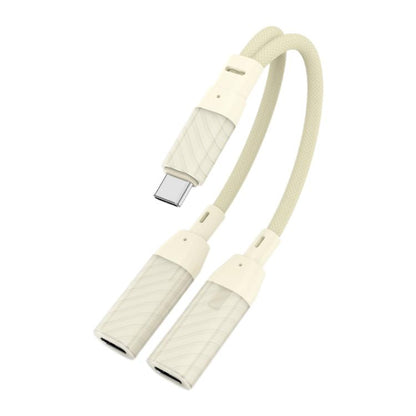 60W 2 in 1 Type-C to Dual Type-C Audio Adapter, Type-C to Dual Type-C