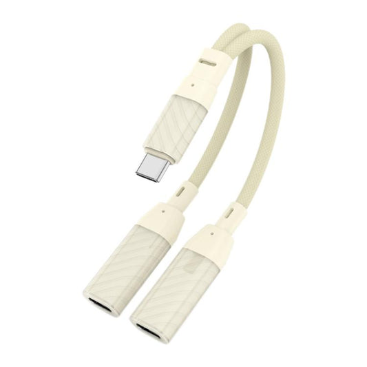 60W 2 in 1 Type-C to Dual Type-C Audio Adapter, Type-C to Dual Type-C