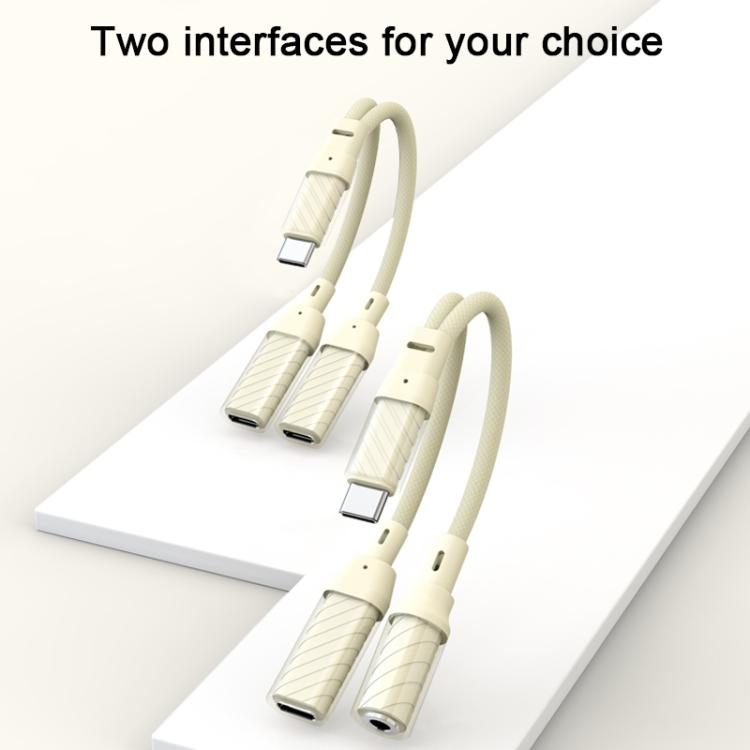 60W 2 in 1 Type-C to Dual Type-C Audio Adapter, Type-C to Dual Type-C