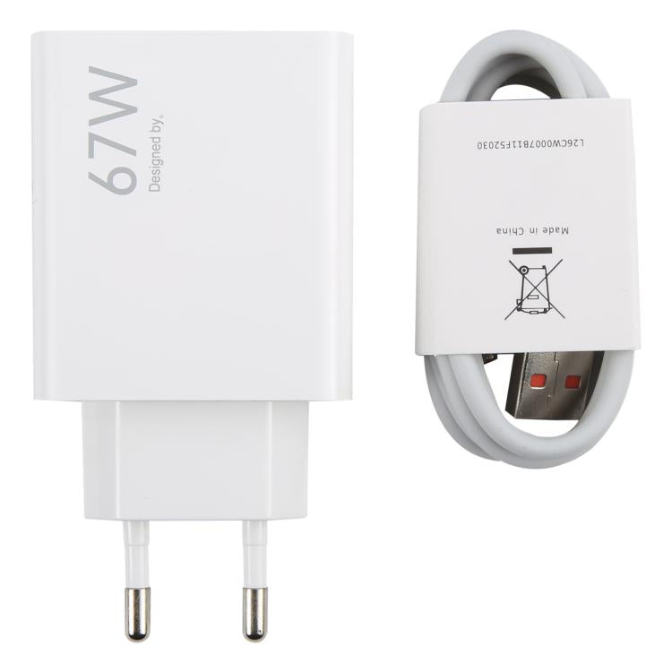 67W USB Fast Charger with 1m USB to Type-C Cable, 67W Type-C Cable