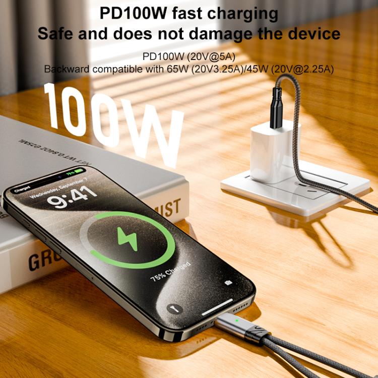 2 in 1 Type-C Male to PD 100W Type-C Charging and Type-C Audio Female Earphone Adapter