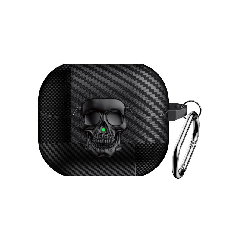 Carbon Fiber Pattern Skull Lock Bluetooth Earphone Protective Case, For Samsung Galaxy Buds3 Pro