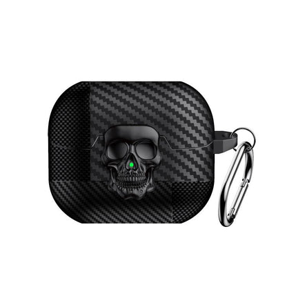 Carbon Fiber Pattern Skull Lock Bluetooth Earphone Protective Case, For Samsung Galaxy Buds3 Pro