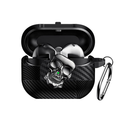 Carbon Fiber Pattern Skull Lock Bluetooth Earphone Protective Case, For Samsung Galaxy Buds3 Pro