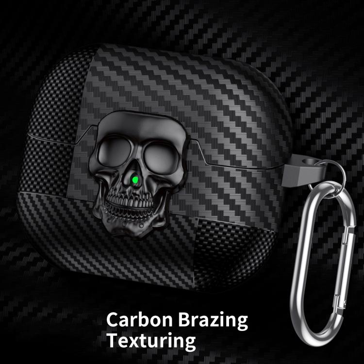 Carbon Fiber Pattern Skull Lock Bluetooth Earphone Protective Case, For Samsung Galaxy Buds3 Pro