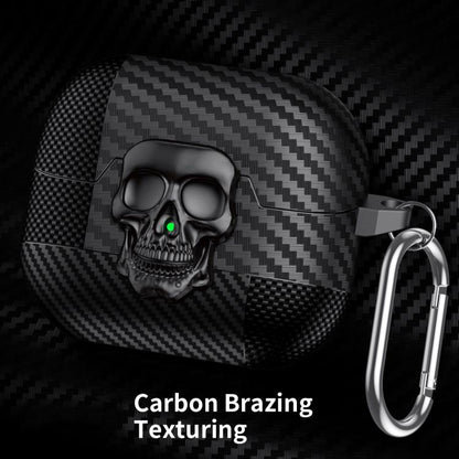 Carbon Fiber Pattern Skull Lock Bluetooth Earphone Protective Case, For Samsung Galaxy Buds3 Pro