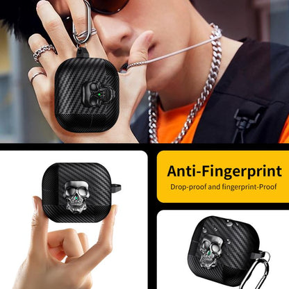 Carbon Fiber Pattern Skull Lock Bluetooth Earphone Protective Case, For Samsung Galaxy Buds3 Pro