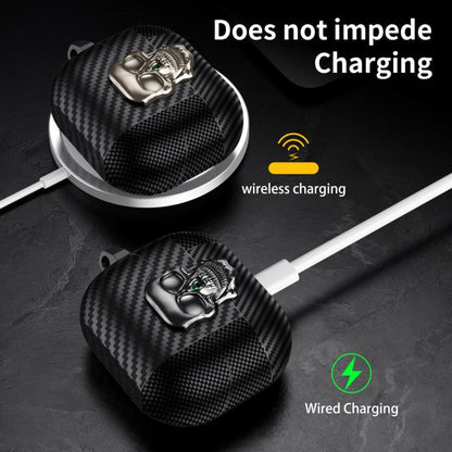 Carbon Fiber Pattern Skull Lock Bluetooth Earphone Protective Case, For Samsung Galaxy Buds3 Pro