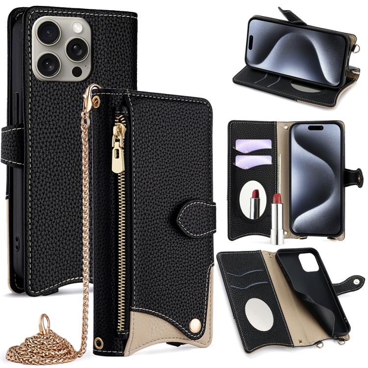 Crossbody Chain Fishtail Litchi Leather Phone Case, For iPhone Air, For iPhone 16 Pro Max, For iPhone 16 Pro, For iPhone 16 Plus