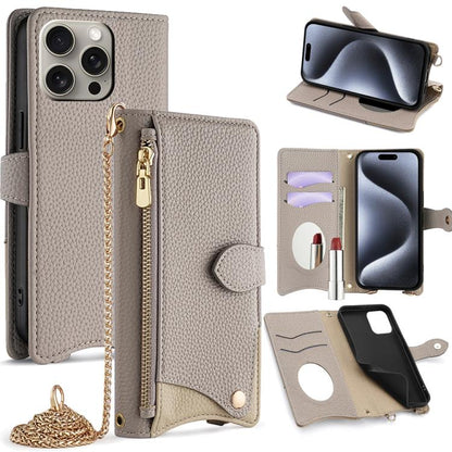 Crossbody Chain Fishtail Litchi Leather Phone Case, For iPhone Air, For iPhone 16 Pro Max, For iPhone 16 Pro, For iPhone 16 Plus