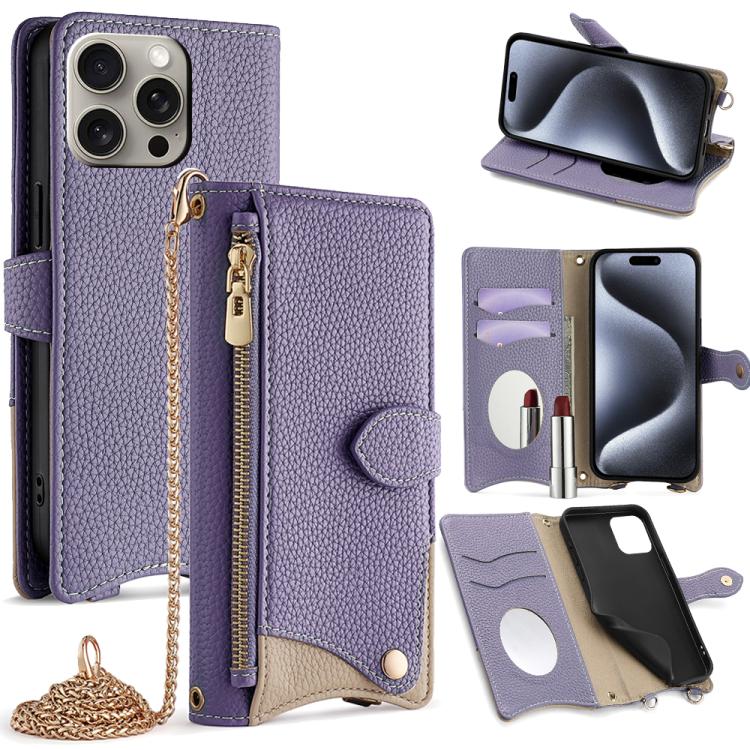 Crossbody Chain Fishtail Litchi Leather Phone Case, For iPhone Air, For iPhone 16 Pro Max, For iPhone 16 Pro, For iPhone 16 Plus