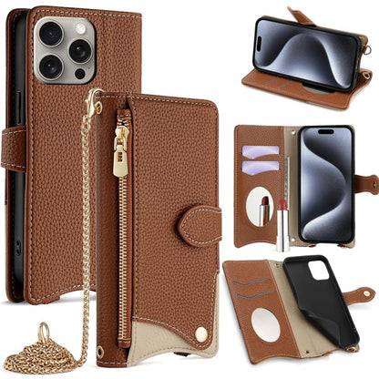 Crossbody Chain Fishtail Litchi Leather Phone Case, For iPhone Air, For iPhone 16 Pro Max, For iPhone 16 Pro, For iPhone 16 Plus