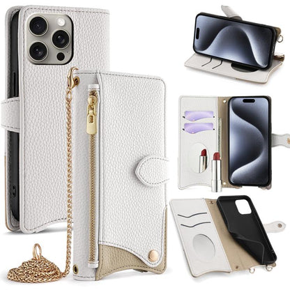 Crossbody Chain Fishtail Litchi Leather Phone Case, For iPhone Air, For iPhone 16 Pro Max, For iPhone 16 Pro, For iPhone 16 Plus