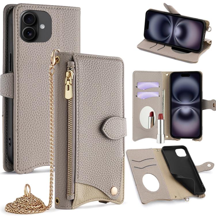 Crossbody Chain Fishtail Litchi Leather Phone Case, For iPhone Air, For iPhone 16 Pro Max, For iPhone 16 Pro, For iPhone 16 Plus