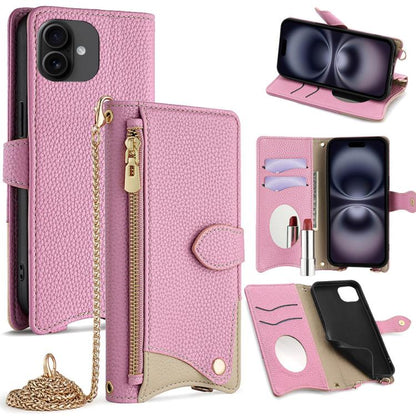 Crossbody Chain Fishtail Litchi Leather Phone Case, For iPhone Air, For iPhone 16 Pro Max, For iPhone 16 Pro, For iPhone 16 Plus