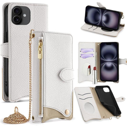 Crossbody Chain Fishtail Litchi Leather Phone Case, For iPhone Air, For iPhone 16 Pro Max, For iPhone 16 Pro, For iPhone 16 Plus
