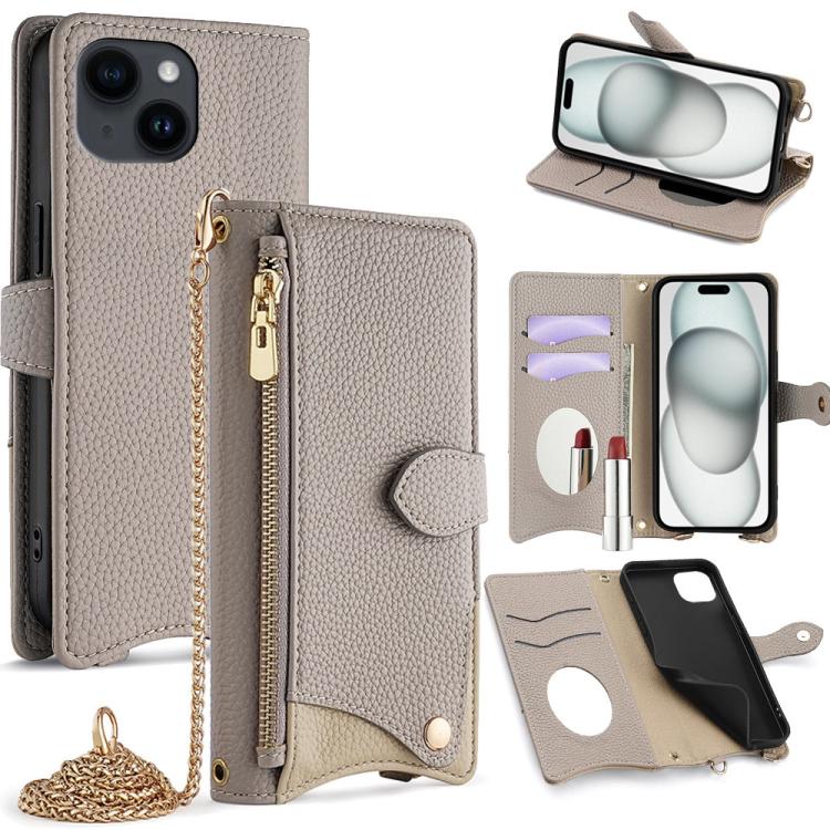 Crossbody Chain Fishtail Litchi Leather Phone Case, For iPhone 16, For iPhone 15 Pro Max, For iPhone 15 Pro, For iPhone 15 Plus