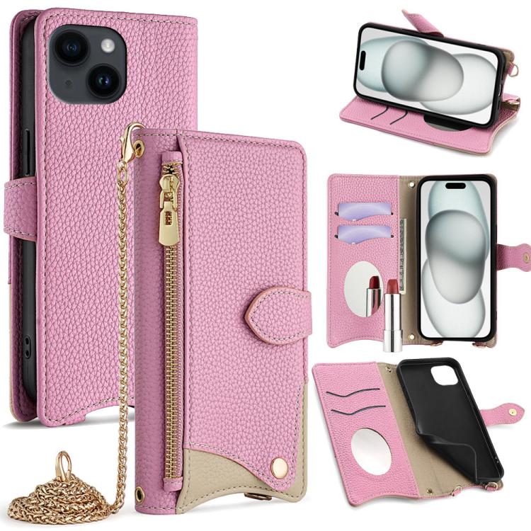 Crossbody Chain Fishtail Litchi Leather Phone Case, For iPhone 16, For iPhone 15 Pro Max, For iPhone 15 Pro, For iPhone 15 Plus