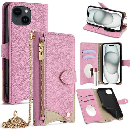 Crossbody Chain Fishtail Litchi Leather Phone Case, For iPhone 16, For iPhone 15 Pro Max, For iPhone 15 Pro, For iPhone 15 Plus