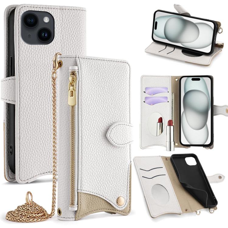 Crossbody Chain Fishtail Litchi Leather Phone Case, For iPhone 16, For iPhone 15 Pro Max, For iPhone 15 Pro, For iPhone 15 Plus