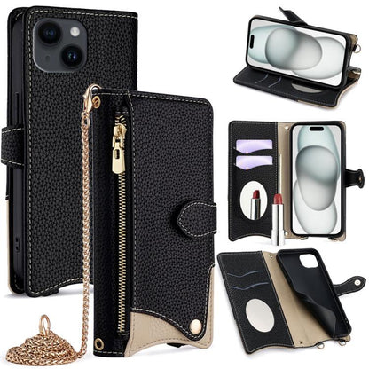 Crossbody Chain Fishtail Litchi Leather Phone Case, For iPhone 15, For iPhone 14 Plus, For iPhone 14, For iPhone 14 Pro