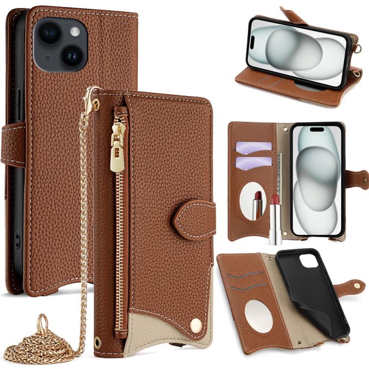 Crossbody Chain Fishtail Litchi Leather Phone Case, For iPhone 15, For iPhone 14 Plus, For iPhone 14, For iPhone 14 Pro