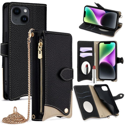Crossbody Chain Fishtail Litchi Leather Phone Case, For iPhone 15, For iPhone 14 Plus, For iPhone 14, For iPhone 14 Pro