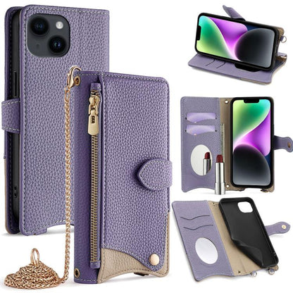 Crossbody Chain Fishtail Litchi Leather Phone Case, For iPhone 15, For iPhone 14 Plus, For iPhone 14, For iPhone 14 Pro