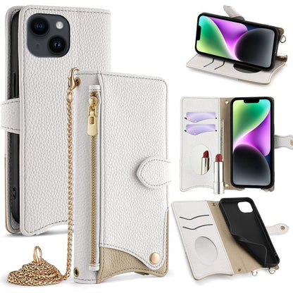 Crossbody Chain Fishtail Litchi Leather Phone Case, For iPhone 15, For iPhone 14 Plus, For iPhone 14, For iPhone 14 Pro